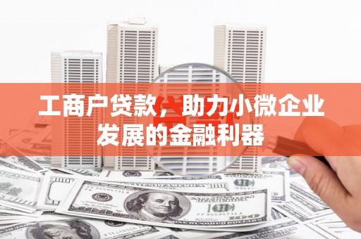 滑县工商户贷款,助力小微企业发展的金融利器 滑县工商户贷款,助力小微企业发展的金融利器