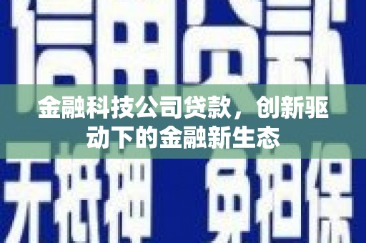 滑县金融科技公司贷款，创新驱动下的金融新生态