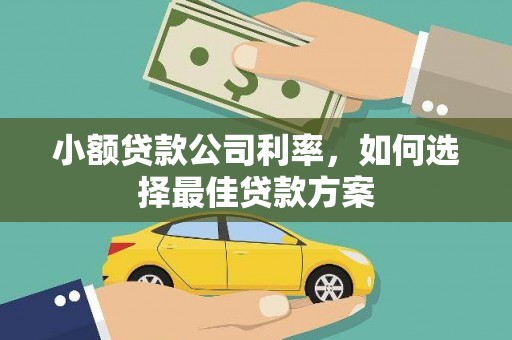 滑县小额贷款公司利率，如何选择最佳贷款方案