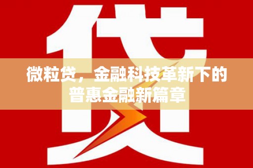 滑县微粒贷，金融科技革新下的普惠金融新篇章