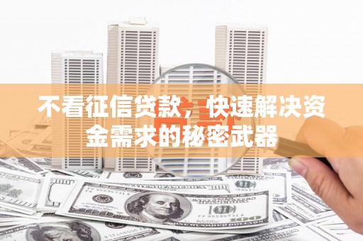 滑县不看征信贷款，快速解决资金需求的秘密武器