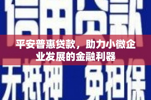 滑县平安普惠贷款，助力小微企业发展的金融利器