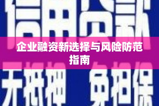 滑县企业融资新选择与风险防范指南