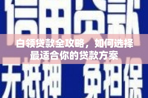 滑县白领贷款全攻略，如何选择最适合你的贷款方案